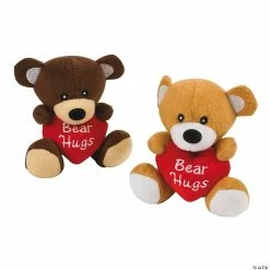 Budget 🤩 Bear Hugs Heart Brown Stuffed Bears - 12 Pc. ✨