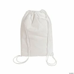 Discount ⌛ DIY Medium White Canvas Drawstring Bags - 48 Pc. ⭐