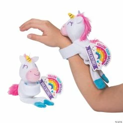 Coupon ⌛ Hugging Stuffed Unicorn Slap Bracelets Valentine Exchanges with Card for 12 🥰