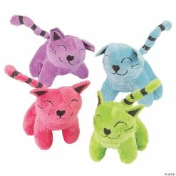 Wholesale 🎁 Mini Bright Stuffed Cats - 12 Pc. 🎉