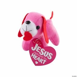 New ❤️ Religious Heart Stuffed 🦮 Dog Valentine Exchanges with Card for 12 ⌛