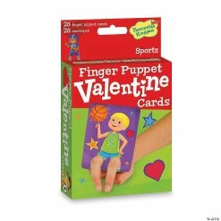 Promo ⭐ Sports Finger Puppet Valentine's Day Cards - 28 Pc. 👍