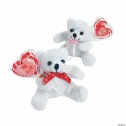 Best Sale 🥰 Stuffed Bears with Lollipop Valentine Exchanges for 12 🛒