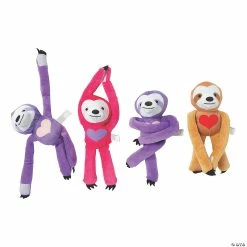 Wholesale 👏 Valentine Long Arm Stuffed Sloths - 12 Pc. 🎁