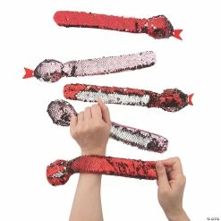 Promo ✔️ Valentine Reversible Sequin Snake Slap Bracelets - 12 Pc. 🎉