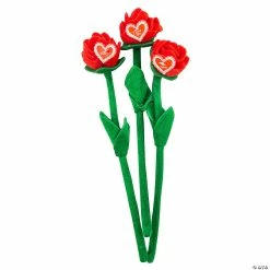 Best Sale 😉 Valentine’s Day Bendable Stuffed Red Roses with Card - 12 Pc. 😀