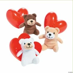 Flash Sale 🎉 Valentine’s Day Hearts with Mini Stuffed Bears - 12 Pc. 🛒