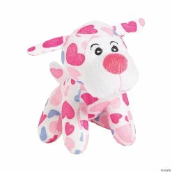 Best Sale ⌛ Valentine’s Day Pink & Purple Heart Print Stuffed 🐕 Dogs - 12 Pc. 👏