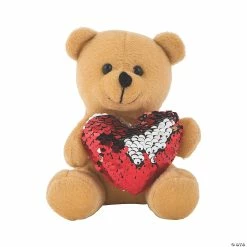 Alternative view of Best deal ❤️ Valentine’s Day Red Reversible Sequin Heart Stuffed Bears - 12 Pc. 🌟