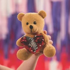 Best deal ❤️ Valentine’s Day Red Reversible Sequin Heart Stuffed Bears - 12 Pc. 🌟 -Emoji Bendables Shop valentine s day red reversible sequin heart stuffed bears 12 pc 13933336 a02
