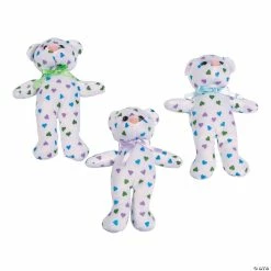 Cheap 🌟 Valentine's Day Pastel Hearts Stuffed Teddy Bears - 12 Pc. 🔔